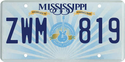 MS license plate ZWM819