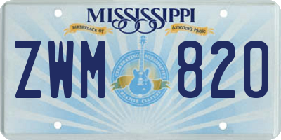 MS license plate ZWM820