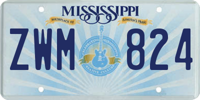 MS license plate ZWM824