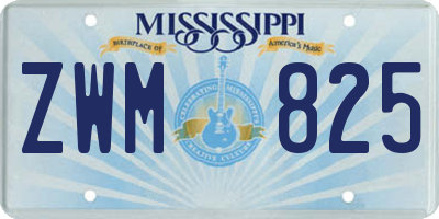 MS license plate ZWM825