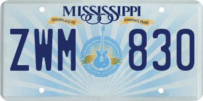 MS license plate ZWM830