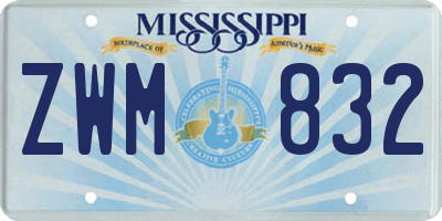 MS license plate ZWM832