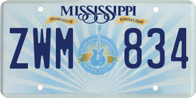 MS license plate ZWM834