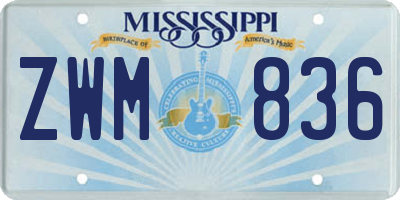 MS license plate ZWM836