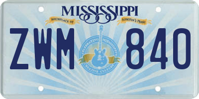MS license plate ZWM840