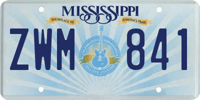 MS license plate ZWM841