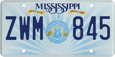 MS license plate ZWM845