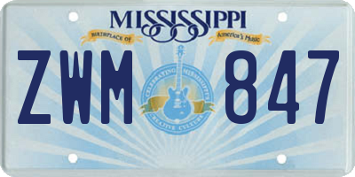 MS license plate ZWM847
