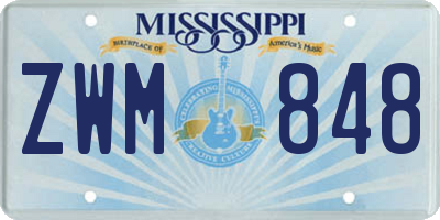 MS license plate ZWM848