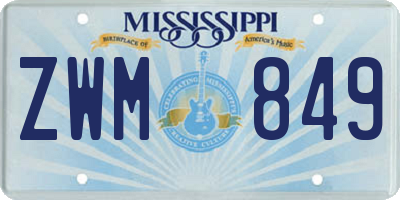 MS license plate ZWM849