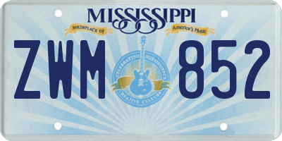 MS license plate ZWM852