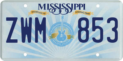MS license plate ZWM853