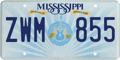 MS license plate ZWM855
