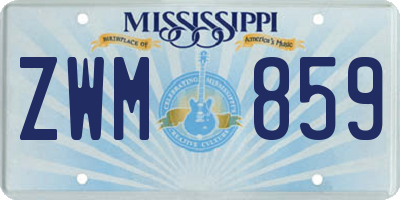 MS license plate ZWM859