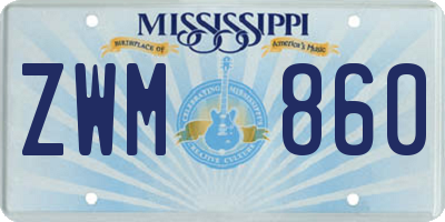 MS license plate ZWM860