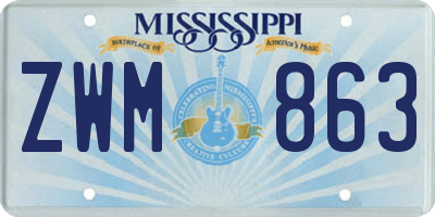 MS license plate ZWM863