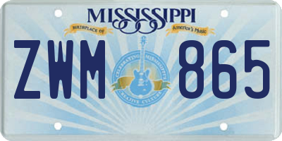 MS license plate ZWM865
