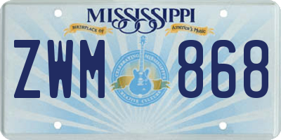 MS license plate ZWM868