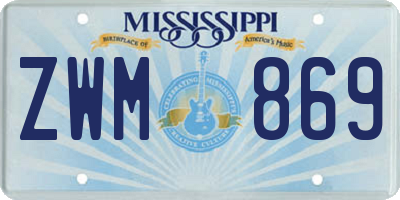 MS license plate ZWM869