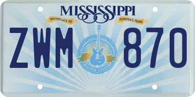 MS license plate ZWM870