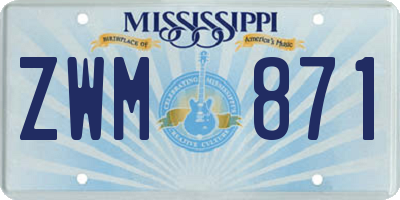 MS license plate ZWM871