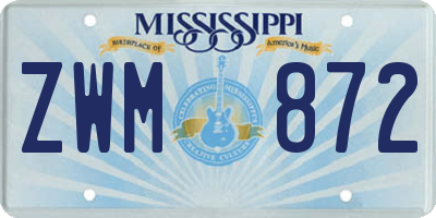 MS license plate ZWM872