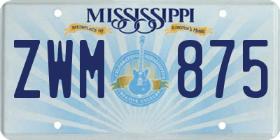 MS license plate ZWM875
