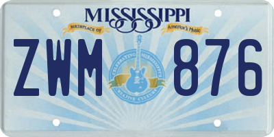 MS license plate ZWM876