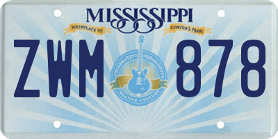 MS license plate ZWM878