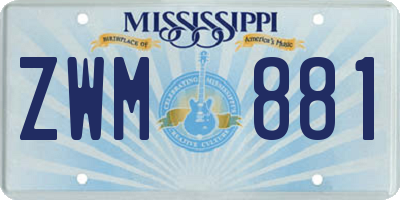 MS license plate ZWM881