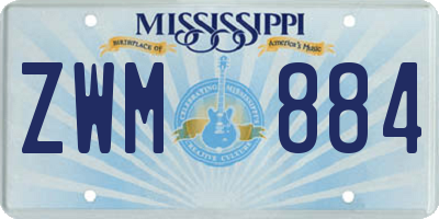 MS license plate ZWM884