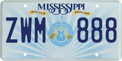MS license plate ZWM888