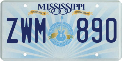 MS license plate ZWM890