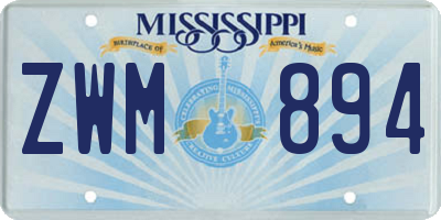 MS license plate ZWM894