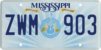MS license plate ZWM903