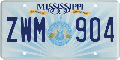 MS license plate ZWM904