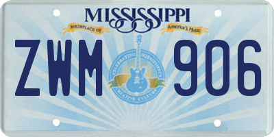 MS license plate ZWM906