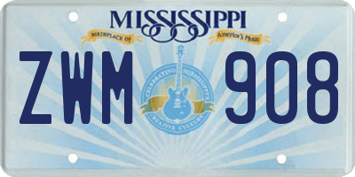 MS license plate ZWM908