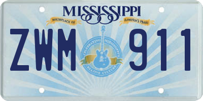 MS license plate ZWM911