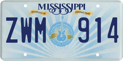 MS license plate ZWM914