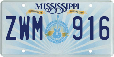 MS license plate ZWM916
