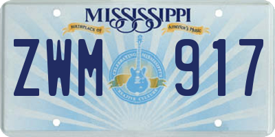 MS license plate ZWM917