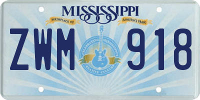 MS license plate ZWM918