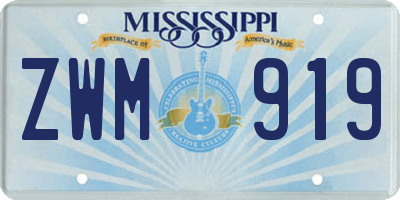 MS license plate ZWM919