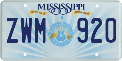 MS license plate ZWM920