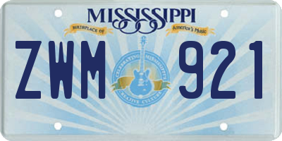 MS license plate ZWM921