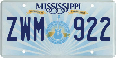 MS license plate ZWM922