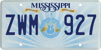 MS license plate ZWM927
