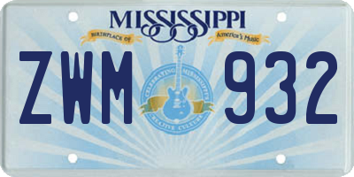 MS license plate ZWM932