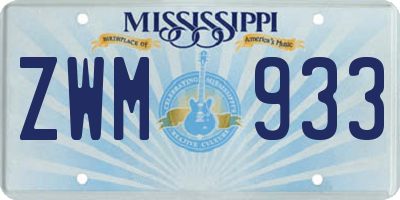 MS license plate ZWM933
